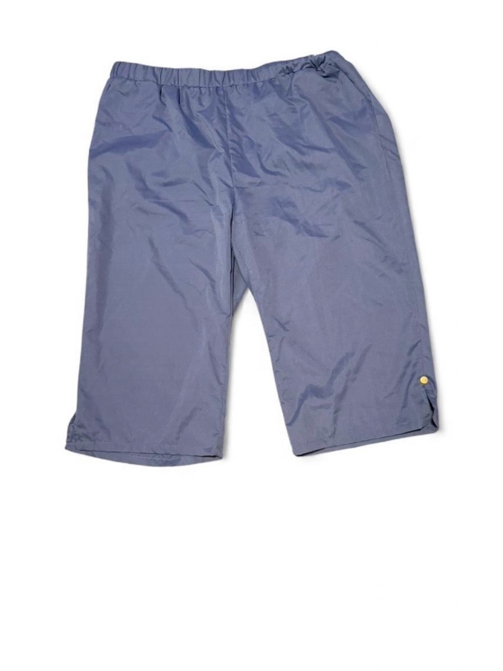 Cropped Blue Capri pants featuring slit side with button elastic waistband 5xl